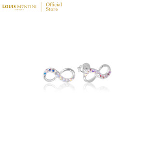 Louis Montini (Jewelry) Sterling Silver 925 Earrings ต่างหูเงินแท้ 92.5% ต่างหูผู้หญิง รูป Infinity LJER02