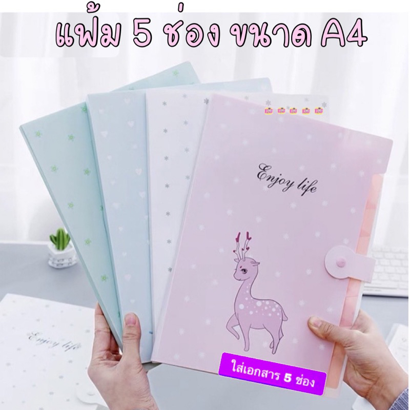 แฟ้ม แฟ้มใส่เอกสาร ขนาด A4 5 ช่อง สีหวาน แฟ้มหีบเพลง แฟ้มคั่นหน้า BB พร้อมส่ง