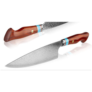 มีดเชฟ มีดแล่ มีดทำครัว Xituo ,มีดแคมป์ ใบ 8.5" Butcher Gyuto Chef knife, Damascus VG10 ด้ามไม้ Rosewood พร้อมเคสพลาสติก