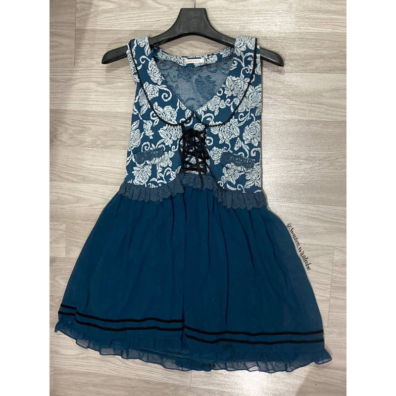 Axes Femme เดรสสีน้ำเงินอมเขียว