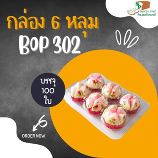 BOP 302  กล่อง 6 หลุม บรรจุ 100 ใบ กล่องใส่ปุยฝ้าย