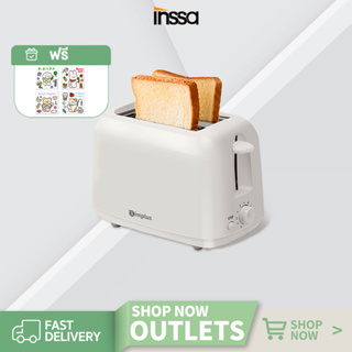 INSSA เครื่องปิ้งขนมปัง ที่ปิ้งขนมปัง Toasters สำหรับใช้ในครัวเรือน เครื่องทำอาหารเช้าแบบมัลติฟังก์ชั่น2ชิ้น ข้อบกพร่อง