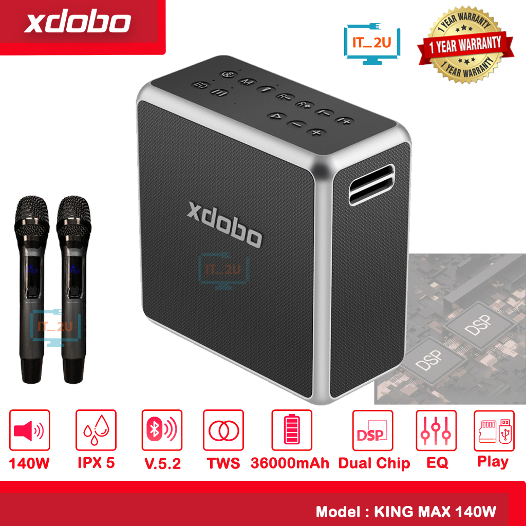 Xdobo King Max Bluetooth Speaker 140W with Wireless microphones ลำโพงกลางแจ้ง ลำโพงปาตี้ มีไมค์ไร้สายคู่