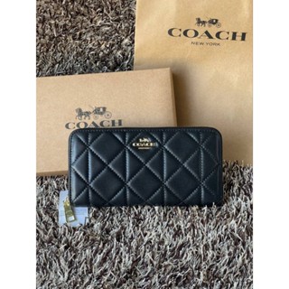 COACH ACCORDION ZIP WALLET IN QUILTED LEATHER กระเป๋าสตางค์ผู้หญิงทรงยาว