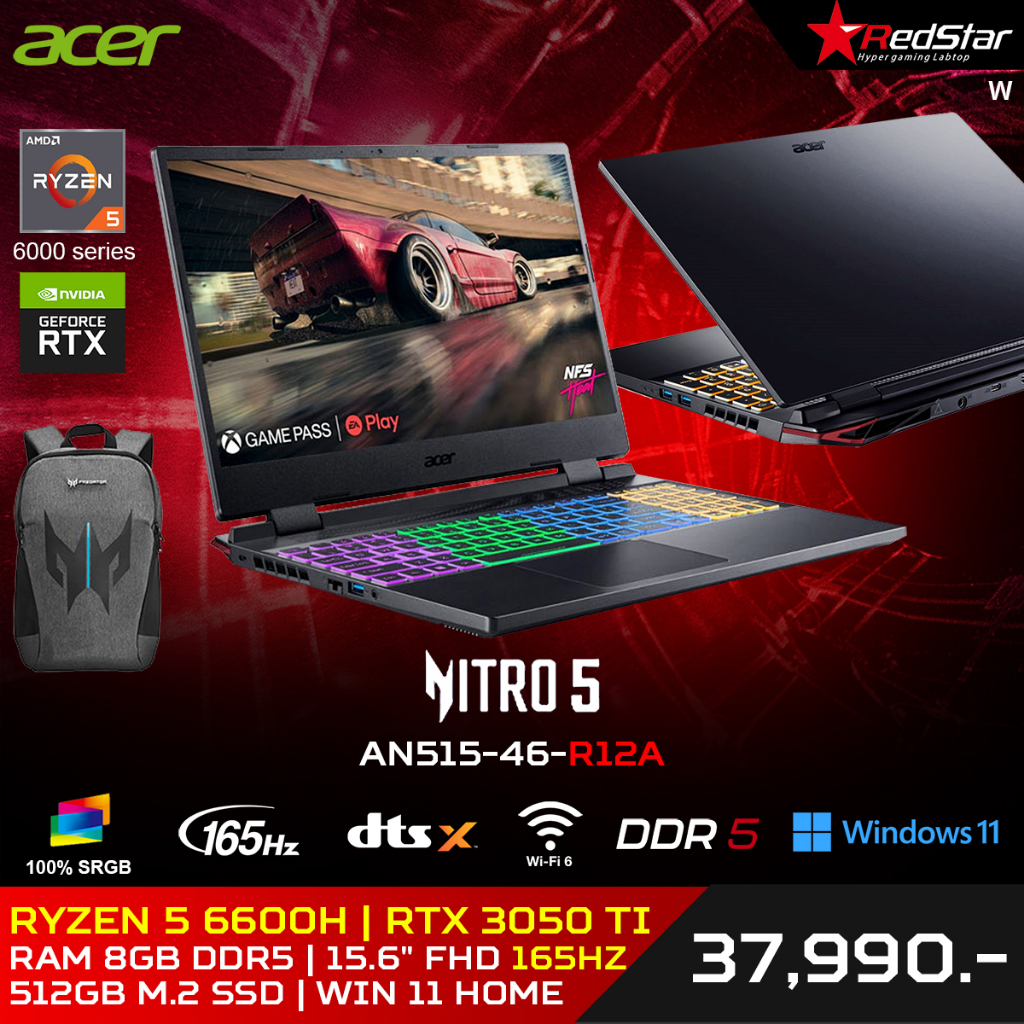 Acer Notebook NITRO 5 AN515-46-R12A (ผ่อนชำระกรุณาติดต่อร้านค้า)