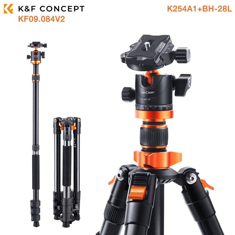 K&F Concept TRIPOD K254A1+BH-28Ll Monopod 360° Ball Head for DSLR SLR (KF09.084V2P) ขาตั้งกล้อง