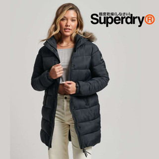 เสื้อกันหนาวขนเป็ด Superdry Hooded Mid Layer Mid Coat - Black ของแท้ พร้อมส่งจากไทย