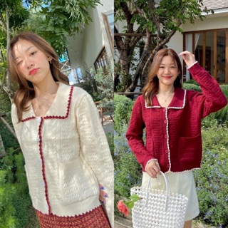 chuuchop_พร้อมส่ง(C7943)✨🌹Ambridge rose cardigan เสื้อคาดิแกนไหมพรมแขนยาว มี2สี