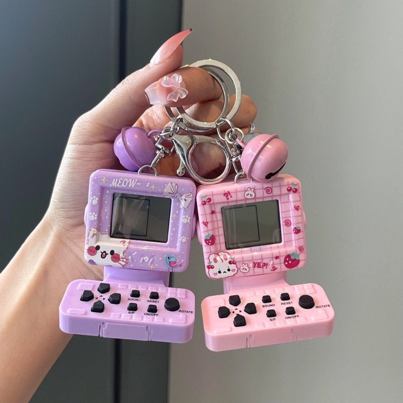 พร้อมส่ง พวงกุญแจเกมส์ เกมส์บอย ลายการ์ตูน เล่นได้จริง เกมส์ตัวต่อ เกมส์รถถัง