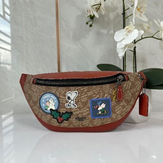 กระเป๋าคาดอก 14" Coach X Peanuts Warren Belt Bag In Signature Canvas With Patches (CE541) 003/005