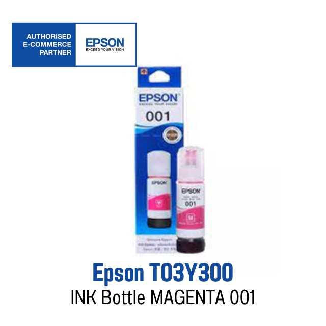 Epson 001 M ( C13T03Y300 ) 🌟 Original Ink Bottle 🌟 หมึกอิงค์เจ็ทสีแดง 🟥