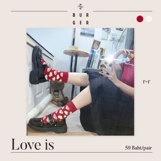 Love is ถุงเท้าแฟชั่น ครึ่งแข้ง ลายหัวใจ ราคาถูก คุณภาพดี