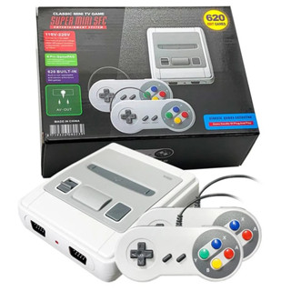 🎮Retro เครื่องเล่นวิดีโอเกมสำหรับ SNES เกมผู้เล่นเอาต์พุต AV ในตัว620/821เกมแบบมีสาย Gamepad AV OUT PUTมี2ตัวเลือก