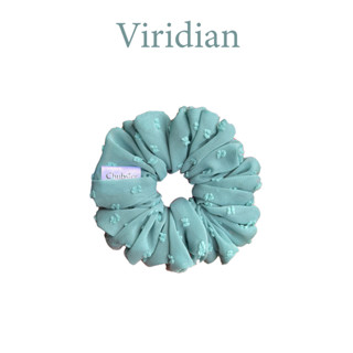 Viridian 12cm. ยางรัดผมผ้าชีฟองจุด รุ่น Candy Scrunchies ยางมัดผม ยางรัดผมโดนัท