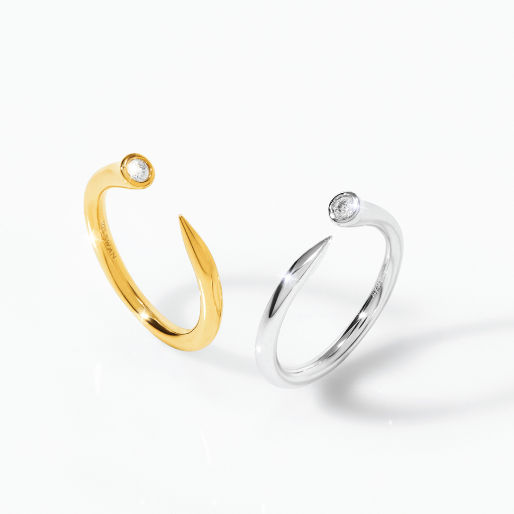 SWAN - Pin Stone Ring แหวนเงินแท้ แหวนฝังเพชรรอบ ฝังเพชรคิวบิกเซอร์โคเนีย cubic zirconia