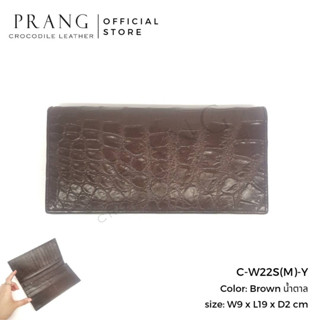 Prang Crocodile Leather Long Bi-fold Wallet กระเป๋าสตางค์ สองพับยาว หนังจระเข้ C-W22S(M)-Y