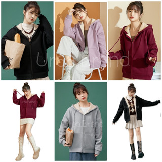 M-XL อก 40-48 นิ้ว / เสื้อบุขน หนา นุ่ม กันหนาวติดลบ รุ่น Heidi Hoodie Noom Set เสื้อแขนยาวบุขน เสื้อกันหนาว