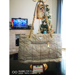 prada​ แท้💯 tote​ chain​ strap​ สีnude
