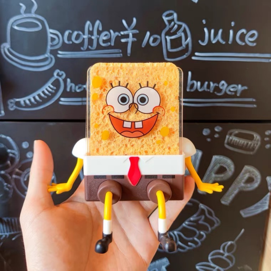 GISMO | spongebob ฐานรองฟองน้ำ ที่วางฟองน้ำ ตะแกรงรองฟองน้ำ ที่วางสบู่ มีถาดรองน้ำ ชั้นวางฟองน้ำใ
