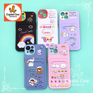 เคสมือถือนิ่ม 7+ 11 12 13 TPU กันกล้องสีด้านหลังมีช่องใส่การ์ด พิมพ์ลายการ์ตูน