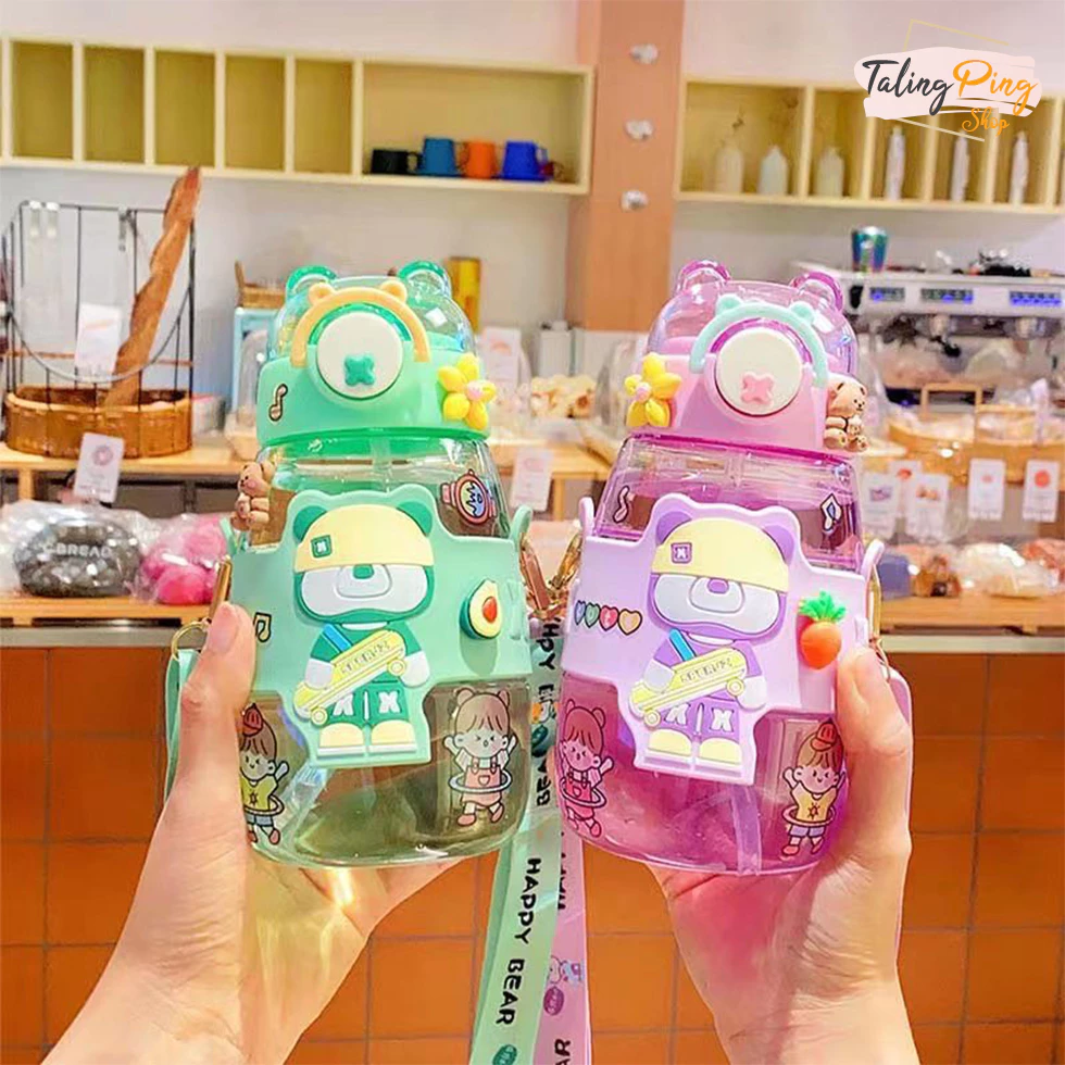 [BZ14] กระติกน้ำ กระบอกน้ำ กระติกน้ำเด็กลายน่ารัก ขนาด 600ml พร้อมฝาครอบกันรั่วมีสายคล้อง น้ำหนักเบาและพกพาสะดวก