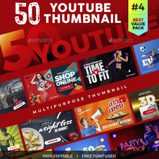 50 Sets You.tube Thumbnail Design Template Free Updates | PSD File | Koleksi Template You.tube Thumbnail Photoshop