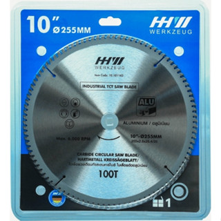 ใบตัดอลูมิเนียม 10 นิ้ว 100ฟัน ยี่ห้อ  HHW  รุ่น TCT SAWBLADE FOR Aluminium