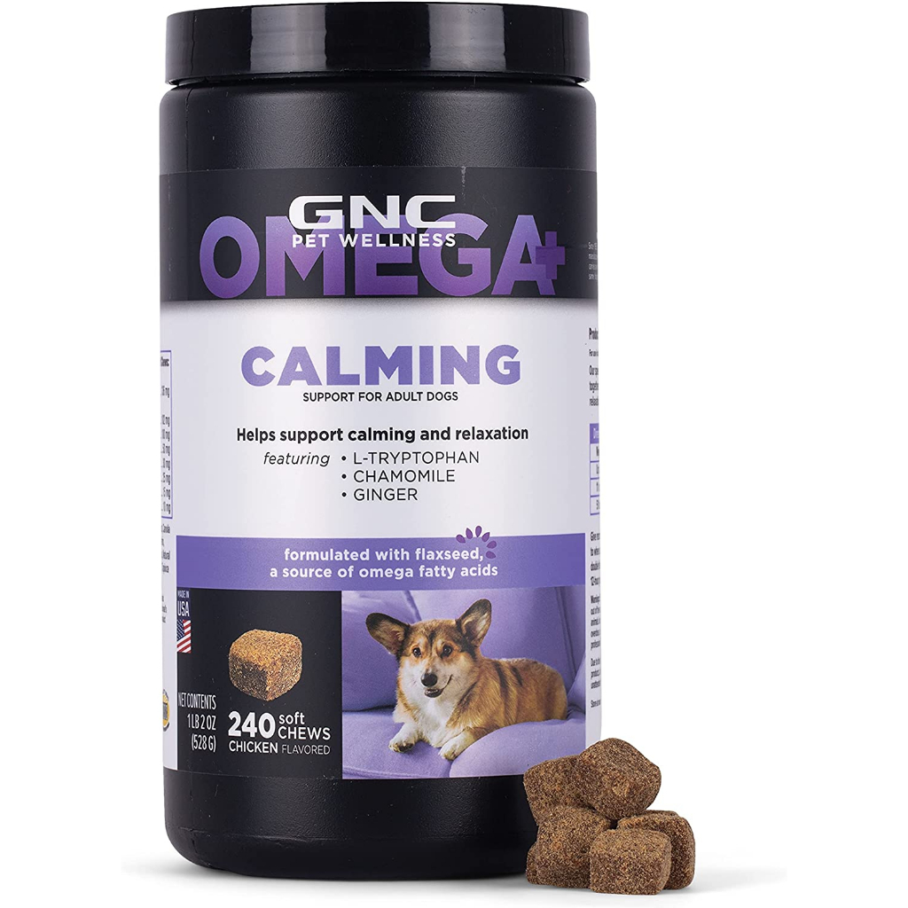 GNC Omega Calming (สุนัข) อาหารเสริมลดเครียดสุนัข ปรับอารมณ์ ช่วยให้ผ่อนคลาย ให้สุนัขอารมณ์ดี