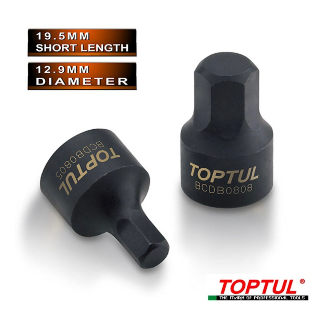 BCDB Series ลูกบ๊อก 1/4" สีดำ ขนาด 3mm, 4mm, 5mm, 6mm, 7mm, 8mm แบรนด์ TOPTUL
