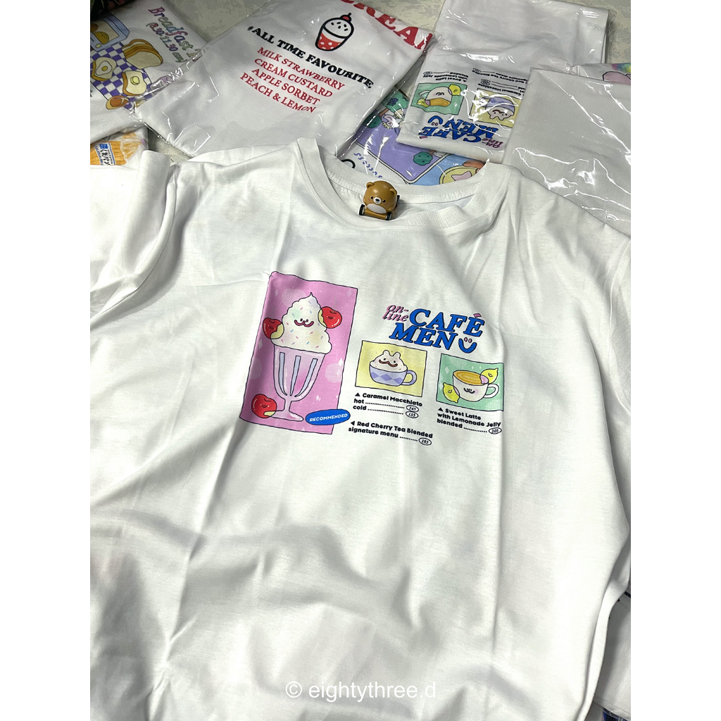 [ส่งเร็ว] 🚚 เสื้อยืดOversize อก 44 เนื้อผ้าดี ลายน่ารักๆ CAFE MEN ลด 40%