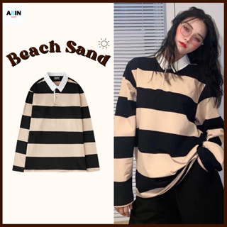 พร้อมส่ง🌊Beach Sand Polo เสื้อแขนยาว เสื้อลายทาง