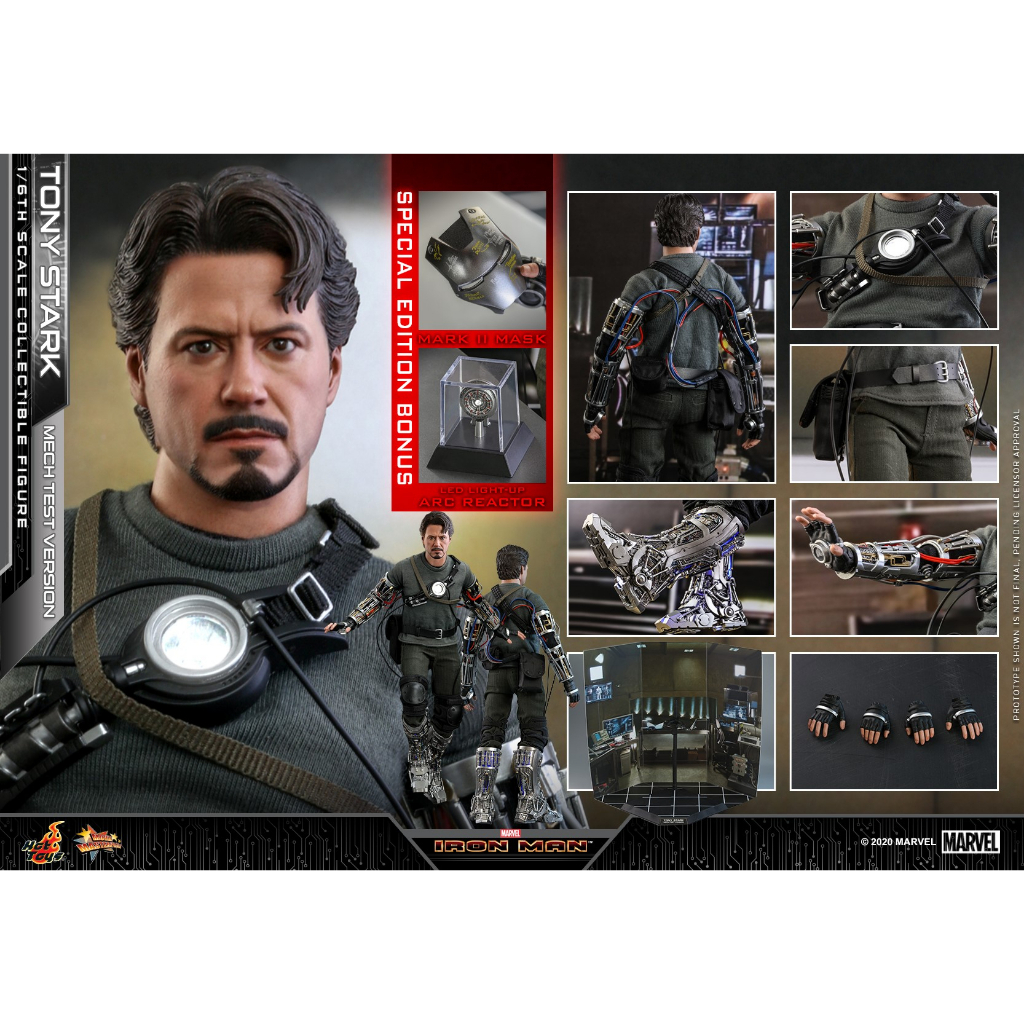พร้อมส่ง 📦 Hot Toys MMS581B 1/6 Iron Man - Tony Stark (Mech Test Version) (Special Edition Bonus)