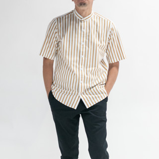 TAKEO KIKUCHI เสื้อเชิ้ตแขนสั้น STRIPE EASY CARE MANDARIN SS SHIRT