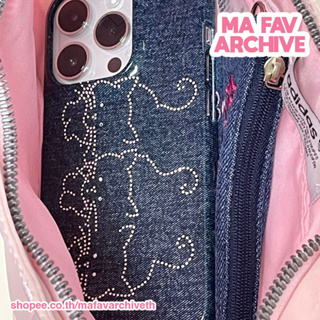 (pre-orderจากเกาหลี) mafavarchive - cat cubic jeans glossy hard เคสมือถือเปิดหัวท้าย PC แข็ง เคลือบเงา