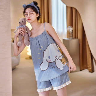 ชุดนอนชินนาม่อน มี 2 ไซส์  เสื้อสามารถปรับระดับได้  ผ้า Cotton นิ่ม ใส่สบาย ไม่ร้อน