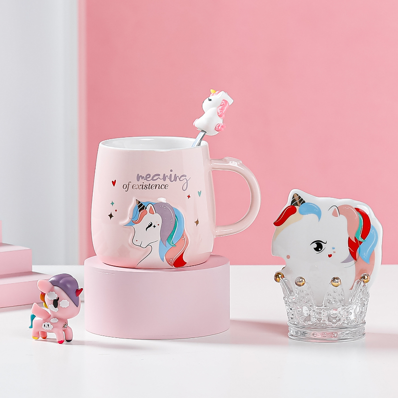 แก้วกาแฟ งานเซรามิค ลายยูคิวบ์มาใหม่ทรงนูน3มิติ+ช้อนยูคิวบ์ เหมาะกับชาวออฟฟิศ+นักเรียนนักศึกษา ของขวัญ ของชำร่วย