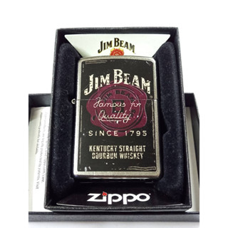 ZIPPO 28841  JIM BEAM   สีเงินผิวโครเมี่ยม  ลายแบบสกรีน   ผลิตปี2016   ของใหม่ไม่ผ่านการใช้งาน  มาพร้อมกล่อง ของแท้