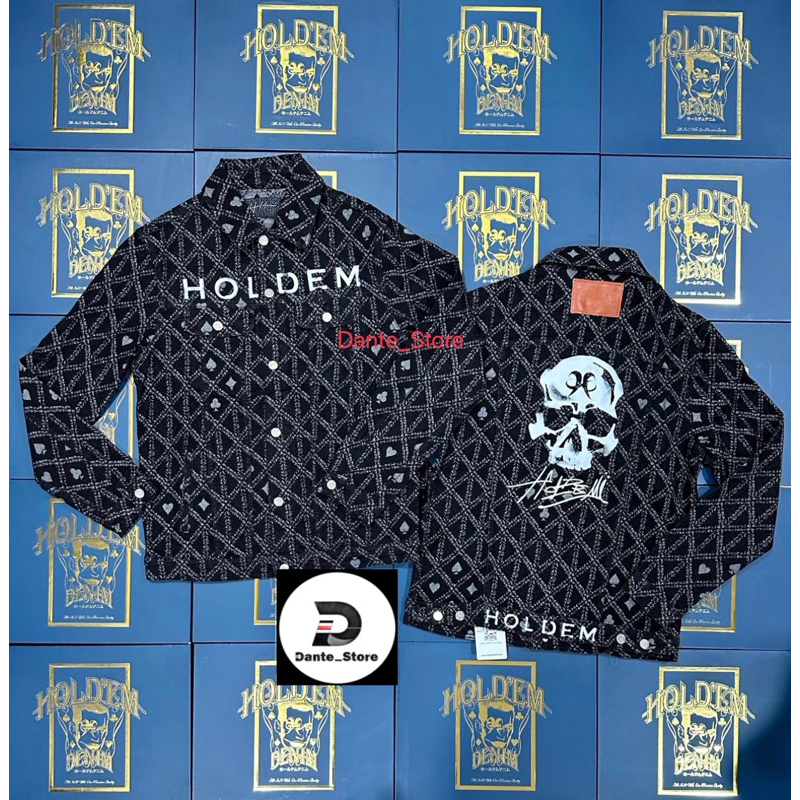 🔥Holdem แท้100%🔥 Holdem Black H8 Casino Monogram denim jacket