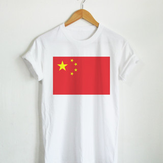 เสื้อยืดลาย ธงชาติจีน ประเทศจีน China Flag เสื้อยืดสกรีน แขนสั้น คอกลม