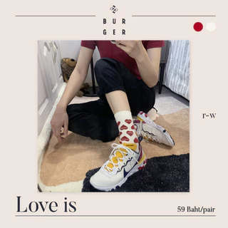 Love is ถุงเท้าแฟชั่น ครึ่งแข้ง ลายหัวใจ ราคาถูก คุณภาพดี
