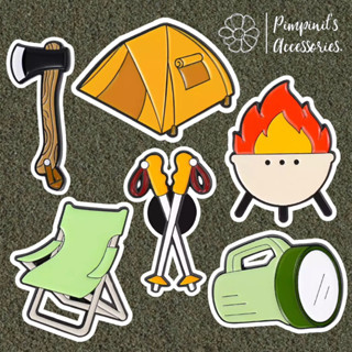 🇹🇭 พร้อมส่ง : เข็มกลัดเซ็ทเต้นท์และแคมป์ปิ้ง | Tent &amp; Camping Enamel Brooch Pin Set.