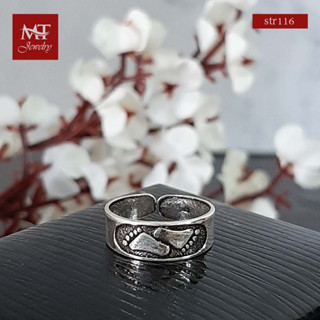 MT แหวนนิ้วเท้าเงินแท้ รูปเท้า งานรมดำ Solid 925 Sterling Silver Toe Ring (str116) MT Jewelry มณีธารา