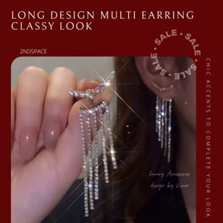 🔥SALE🔥ต่างหูเพชรระย้าออกงานสไตล์เรียบหรู💎✨ใส่ได้สองแบบ🌹Long Layered Earring✨💃พร้อมส่งนะค้า