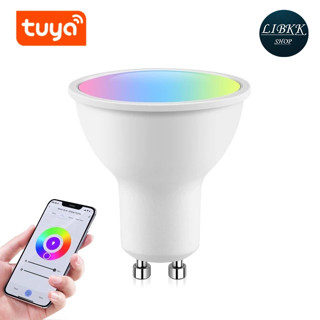 Tuya  GU10 220V หลอดไฟอัจฉริยะ LED RGB C+W 5W หรี่แสงได้ ควบคุมผ่านแอปพลิเคชัน