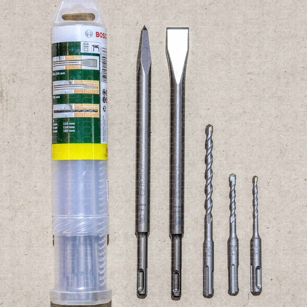 ชุดดอกโรตารี่ 5 PCS Bosch ดอกสกัด2 ชิ้น+ดอกเจาะ3 ชิ้น SDS Plus (ของแท้) รุ่น 2607019455