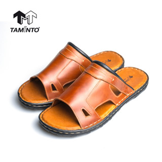 ส่งฟรี!! Taminto รองเท้าผู้ชาย หนังแท้ เปิดส้น รองเท้าแตะ ลำลอง สุภาพ S5810 Mens Leather Loafer Mules in Brown