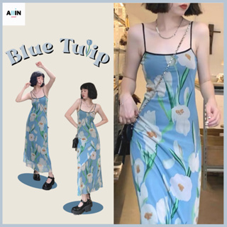 แหล่งขายและราคาพร้อมส่ง🫐Blue Tulip Dress เดรสทิวลิป เดรสสายเดี่ยว เดรสยาว ชุดกระโปรง เสื้อผ้าสไตล์เกาหลี เดรสลายดอก เดรสสีฟ้าอาจถูกใจคุณ