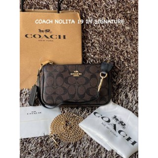 กระเป๋าสะพายใบเล็ก Coach Nolita 19 C3308 In Signature 001