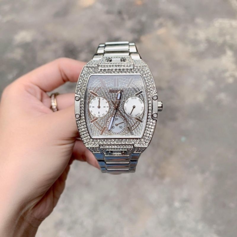 Sale 📌กดสั่งได้เลย ⌚นาฬิกาNew Guess PHOENIX Silver Tone with Crystal Stainless steel Watch ⌚