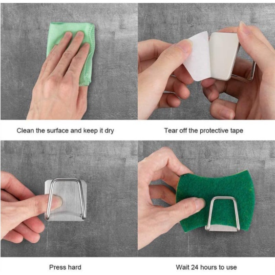 ที่ใส่ฟองน้ำสแตนเลสกาวในตัว 2 ชิ้นอุปกรณ์อ่างล้างจาน - รูปที่ 3